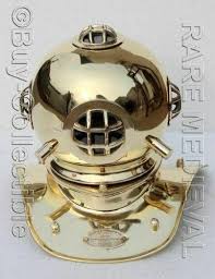 Collectibles U.S Navy Mini Diving Divers Helmet Golden Finish Reproduction 7" | eBay Australia