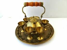 Old Bronze Set 8 PCS, 1 Tray , 6 Cup and Tea Pot - Etsy New ...