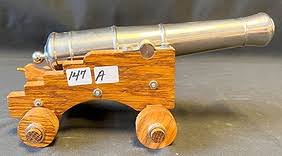 Nickel Plated Miniature Cannon On Stand