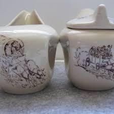 Vintage SWING WARE WESTERN Motif Creamer & Sugar Set/wellsville China/mid Modern Tableware/covered Wagon Design Serving Set/country Ceramic - Etsy