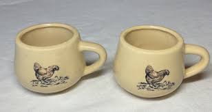 VINTAGE CREAM BLACK BROWN CHICKEN HEN MUGS (2) CUPS EUC | eBay