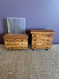 Vintage Doll Furniture Handmade Wooden Primitive Miniature Dollhouse Bedroom Dresser Bed Set - Etsy