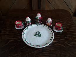 Vtg 10 Pc Xmas Resin Miniature TEA SET Teapot, Cups ...
