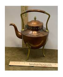 VINTAGE COPPER COFFEE/TEA POT WITH BRASS LEGS ...