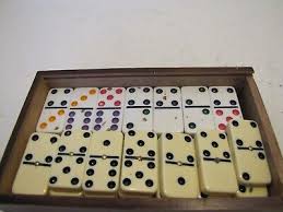 VTG PRESSMAN TOURNAMENT DOMINOES WOODEN BOX PARTIAL SET USED ...