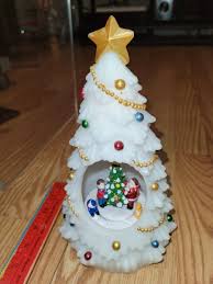 Illuminated Wax Christmas Tree with Cut Out with Rotating ...