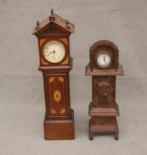 Sold at Auction: TWO MINIATURE TALL CASE CLOCKS, - H: 13 1/2 in.