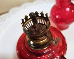 7 3/4" Red Miniature Oil Lamp Made in Hong Kong, Fruit Accents, Apple Grapes, Finger Loop - Oak Hill Vintage - Etsy