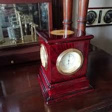 Vintage Table/desktop Wooden Swivel Clock, Thermometer ...