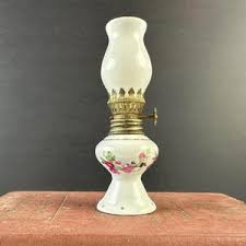 Vintage Small Porcelain Kerosene Lamp, Miniature Art Glass Oil Lamp, Hand Painted Floral Gift for Friend - Etsy