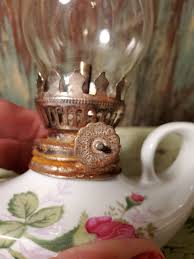 Vintage Mini Oil Lamp,white/floral Pattern, Hong Kong, Genie Style Lamp - Etsy