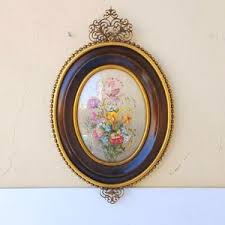 Oval Frame in Brass and Wood, With Curved Glass, With Delightful Hand-painted Watercolour. Measurements, Height 23.4 Cm, Width 15.4 Cm - Etsy Denmark