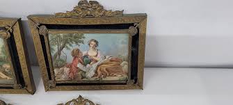 Set 4 Mini Vintage Italian Bronze Metal Frame Picture Print Italy Wall Art | eBay