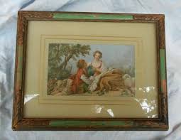 1920s Framed French Litho Print Pressed gilt Wood Jewelry Keepsake Postcard Hing | eBay