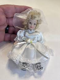 Porcelain Bride Doll 5" With Dress And Veil Blonde Hair ...