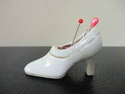 Vintage Miniature Sewing Pin Cushion Porcelain White High Heel Shoe -Japan | eBay