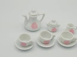 11 Piece MINI TEA POT SET CUPS/SAUCERS/POT/CREAMER/SUGAR ...