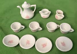 Vintage 12 Pc Porcelain Miniature Tea Set Pink Roses ...