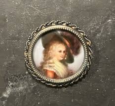 Sterling Silver Painted Porcelain Miniature Portrait Brooch Duchess Devonshire | eBay