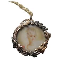 Georgian Diamond and Ivory Miniature Portrait Pendant at 1stDibs