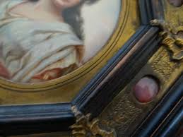 Antique Portrait Painting On Porcelain Signed In Amazing Original Jeweled Frame | eBay