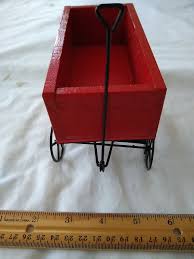 Vintage Wood & Metal Red Wagon Miniature 6" Noel Christmas ...