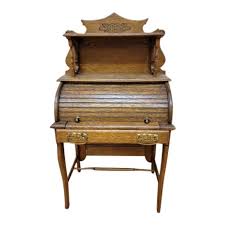 Antique Victorian Walnut Cylinder Ladies Writing Desk | Chairish