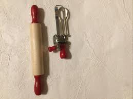 Vintage 4 Piece Lot Red Wood Handle Kitchen Utensil Toys Spatula Spoon R Pin | eBay