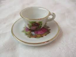 Vintage Japan Papel mini porcelain Cup Saucer w/ German Lithography Courting | eBay