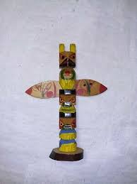 Vintage Painted Wooden 4" Tiki Totem Pole Western Playset Souvenir | eBay
