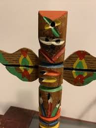 Vintage ￼Chippewa 6.5”x8.5” Carved Wood Thunderbird Totem Pole Native | eBay