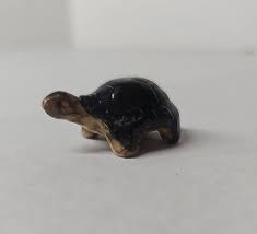 Vintage Brown Miniature Turtle Ceramic Figurine Made In ...