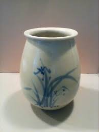 Korean blue and white porcelain vase, mid 20th c. orchid jar antique signed | eBay