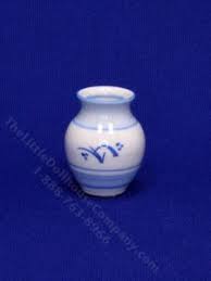 Miniature White and Blue Vase by Marie Luce Pelletier [MLP 013] | The Little Dollhouse Company