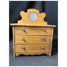 Old Wooden Three Drawer Doll Dresser W/ Vanity Mirror. For ...