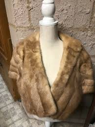 Vintage Mink Fur Stole light brown beige, tan small petite ...
