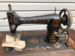Antique Minnesota Pedal Sewing Machine in wood cabinet ...