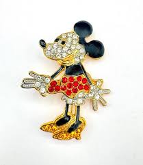 Rhinestone Mini Mouse Brooch Disney Rhinestone Enamel Collectible Pin - Etsy