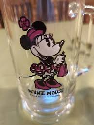 Walt Disney Set of Mickey and Minnie Mouse Clear Glass Beer Handled Mug Cup | eBay