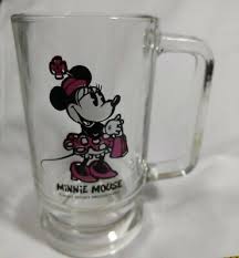 Vintage Walt Disney Productions Minnie Mouse Clear Glass Mug Cup Stein | eBay