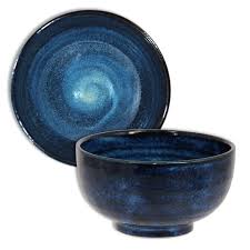 SET of 2 Japanese 6"D Ceramic Blue Swirl Donburi Soup Rice Bowls Made in Japan | eBay