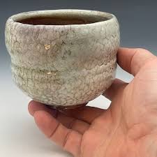 Chawan, wood-fired iron rich stoneware with crawling shino ...