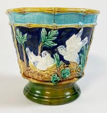 Antique Ceramic English Majolica Style Planter Jardiniére ...
