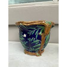 19th Century Majolica Minton Bamboo & Flowers Jardiniere ...