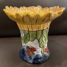 Accents | Blue Sky Clayworks 201 Sunflower Tea Light Ladybug ...