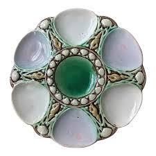Antique Majolica Oyster Plate c.1890 | Chairish