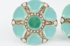 Lot - 2 Minton Majolica seafoam green oyster plates, shell ...