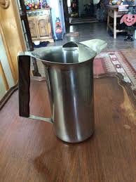 Stainless Steel Pitcher / Vintage / Wooden Handle / 8.5 ...