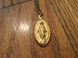 Vintage 24kt Gold Plate O Mary Conceived Without Sin Religious Pendent Necklace | eBay