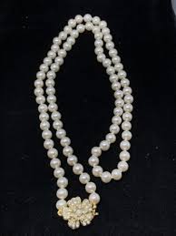 Vintage Hand knotted Pearl 32" Necklace with pearled Gold ...